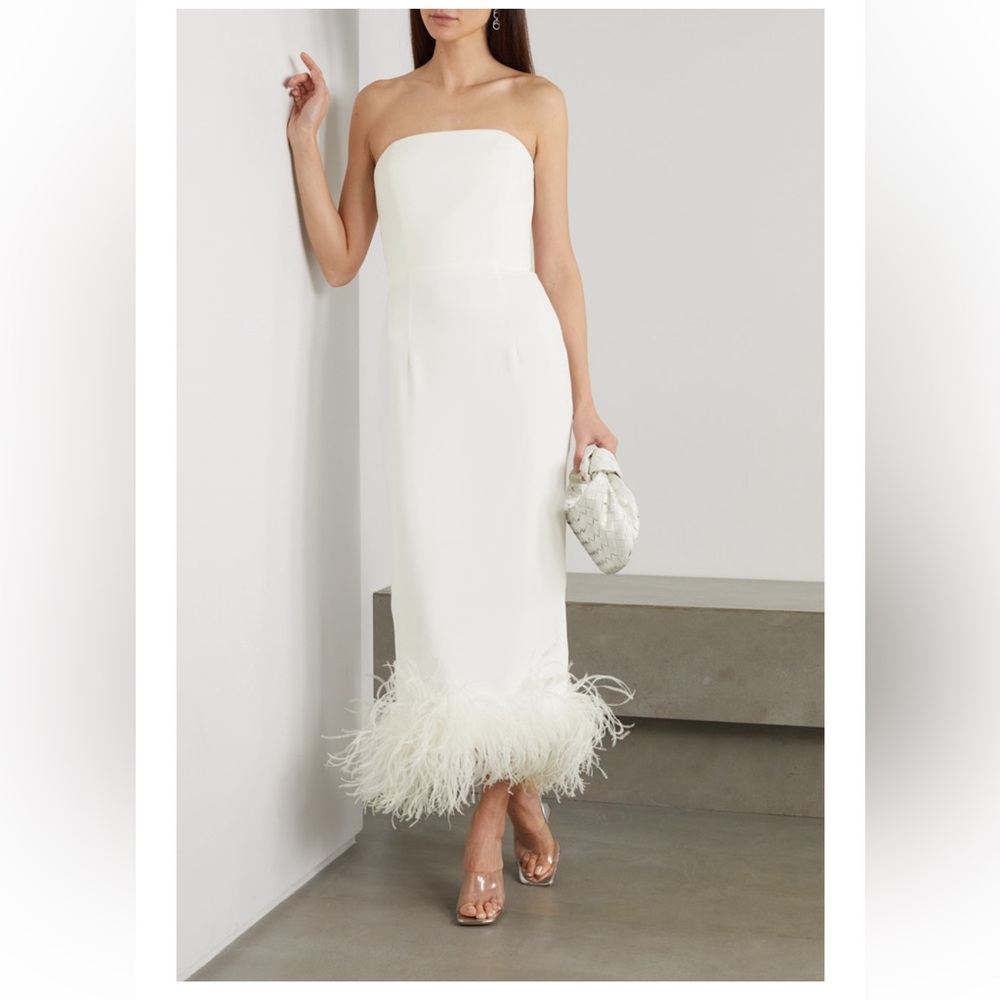 16Arlington Minelli feather-trim midi dress, UK4/US0, worn once